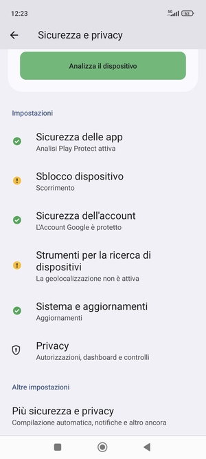 Scorri e seleziona Sistema e aggiornamenti