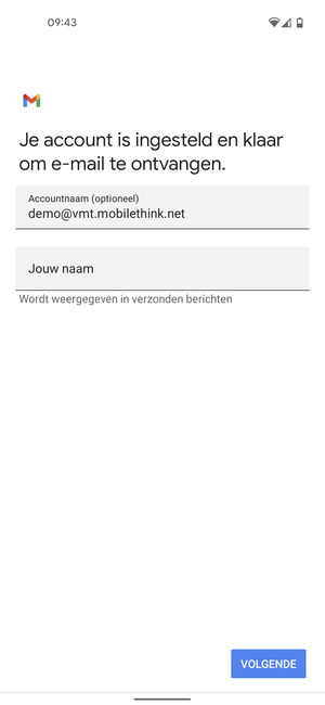 Geef uw account een naam en voer uw naam in. Selecteer VOLGENDE