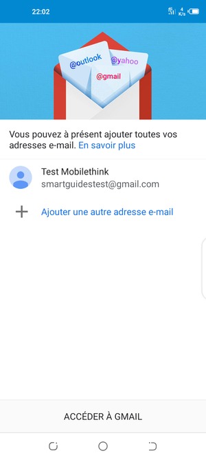 Sélectionnez ACCÉDER À GMAIL
