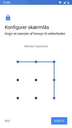 Tegn et oplåsningsmønster og vælg NÆSTE