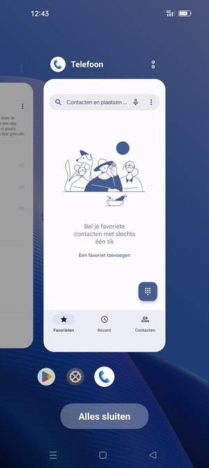 Selecteer Alles sluiten om alle actieve apps te sluiten