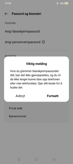 Velg Fortsett