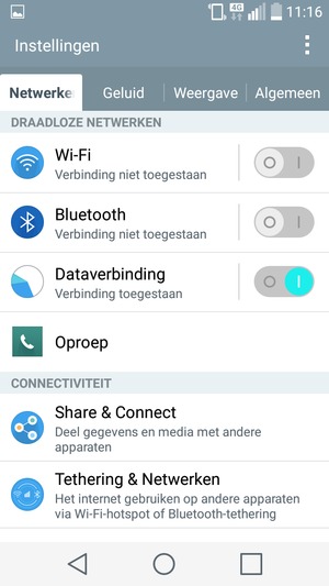 Selecteer Netwerken en Tethering & Netwerken