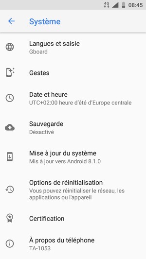 Sélectionnez Sauvegarde