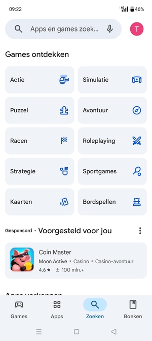 Selecteer de zoekbalk