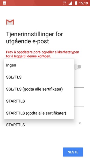 Velg Ingen og NESTE