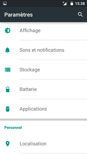 Faites défiler et sélectionnez Batterie