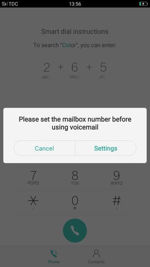 If your voicemail is not set up, select Settings