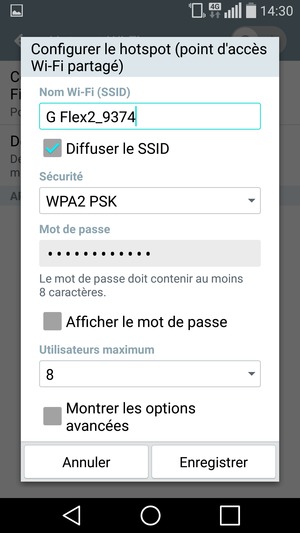 Saisissez un mot de passe d'au moins 8 caractères et sélectionnez Enregistrer