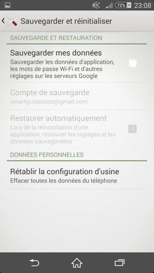 Cochez la case Sauvegarder mes données