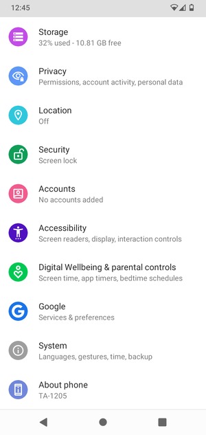 Scroll to and select System