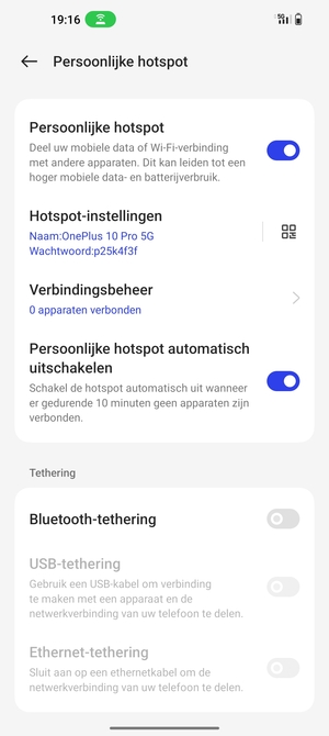 Uw telefoon is nu geïnstalleerd voor gebruik als modem