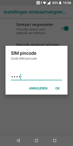Voer uw Oude SIM pincode in en selecteer OK