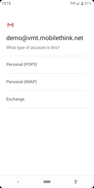 Select Personal (POP3) or Personal (IMAP)