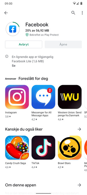 Vent til installasjonen er ferdig
