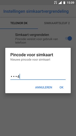 Voer uw Nieuwe pincode voor simkaart in en selecteer OK