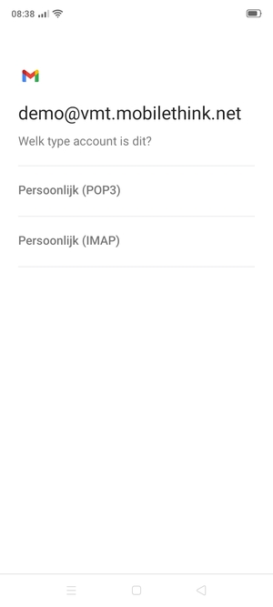 Selecteer Persoonlijk (POP3) of Persoonlijk (IMAP)