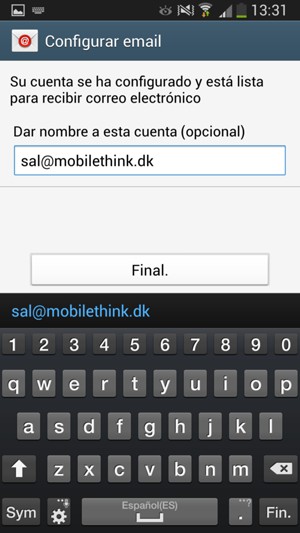 Déle a su cuenta un nombre y seleccione Final.