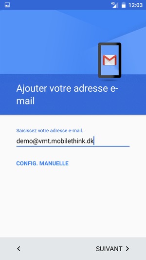 Saisissez votre adresse e-mail et sélectionnez SUIVANT