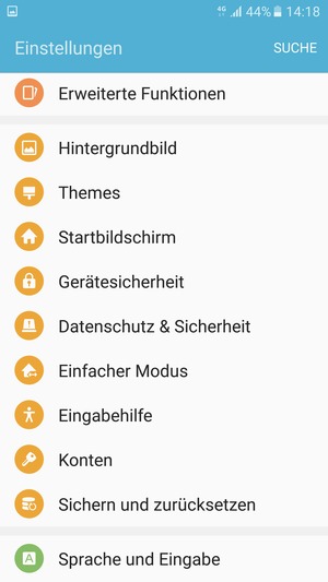 Scrollen Sie und wählen Sie Gerätesicherheit