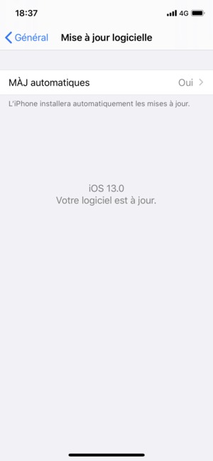 Si votre iPhone est à jour, vous verrez l'écran suivant.