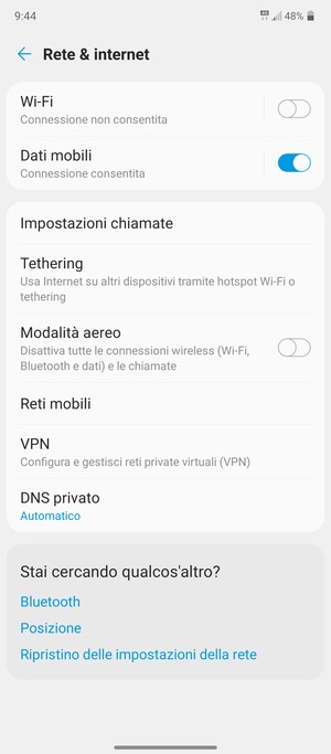 Seleziona Reti mobili