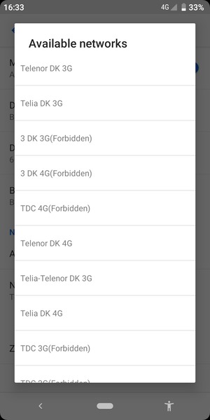 Wählen Sie einen Netzbetreiber von der Liste