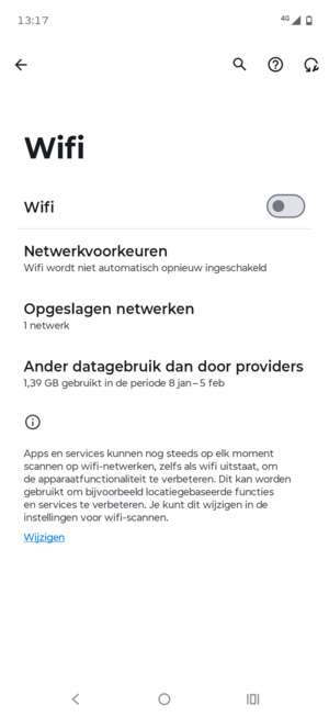 Schakel Wifi in