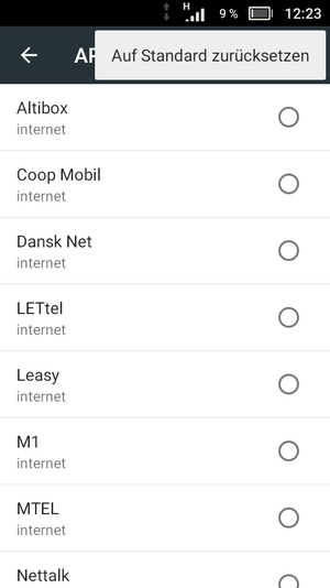 Wählen Sie Auf Standard zurücksetzen