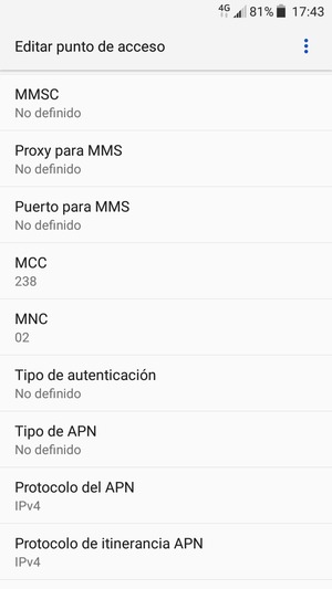 Desplácese hacia abajo e introduzca la información MMS