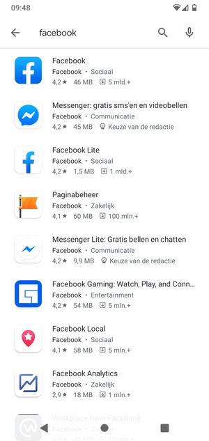 Selecteer de app