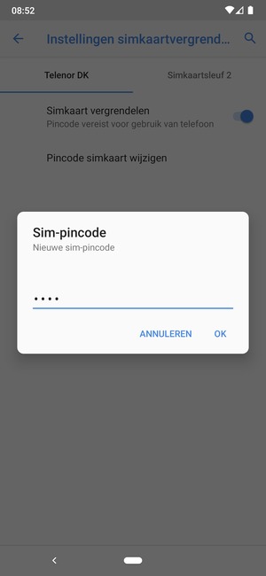 Voer uw Nieuwe SIM-pincode in en selecteer OK
