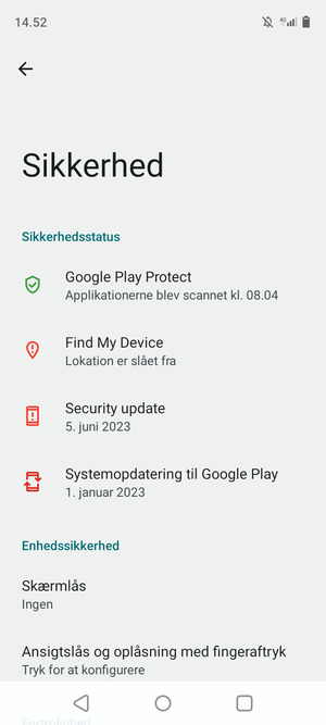 Vælg Skærmlås