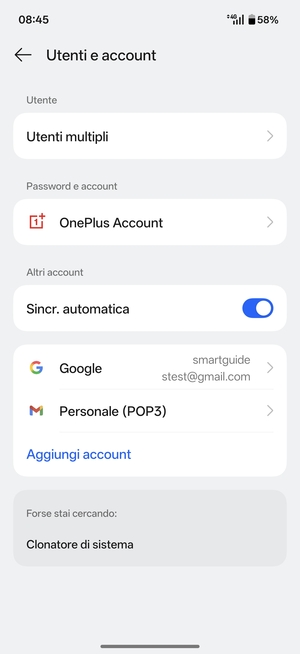 Seleziona il tuo account Google