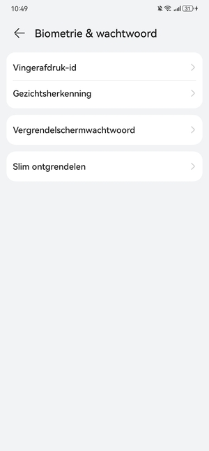 Selecteer Vergrendelschermwachtwoord