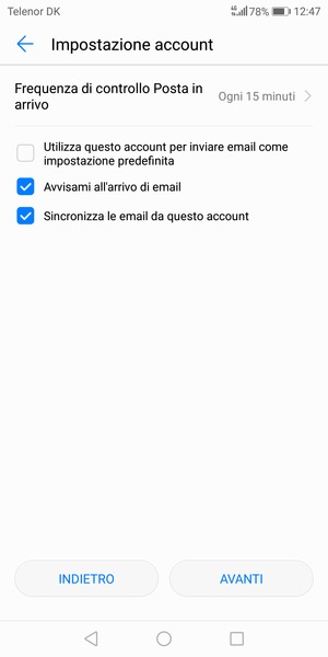 Seleziona AVANTI
