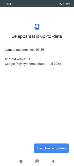 Als uw telefoon up-to-date is, zult u het volgende scherm zien