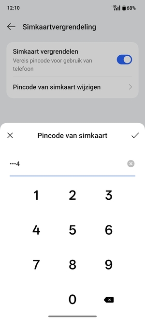 Voer uw Nieuwe sim-pincode in en selecteer OK