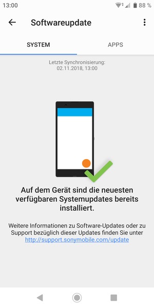 Falls Ihr Handy aktualisiert ist, wird Ihnen der folgende Bildschirm angezeigt