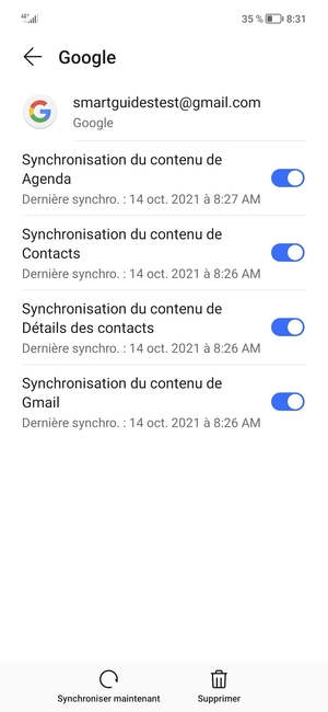 Assurez-vous que Synchronisation du contenu de Contacts est sélectionné
