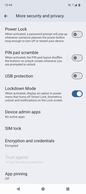 Scroll to and select SIM lock