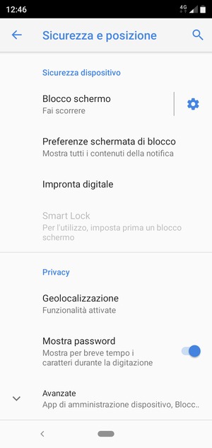 Scorri e seleziona Avanzate
