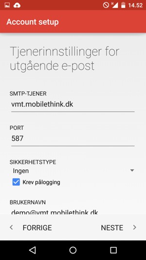 Skriv inn utgående serveradresse
