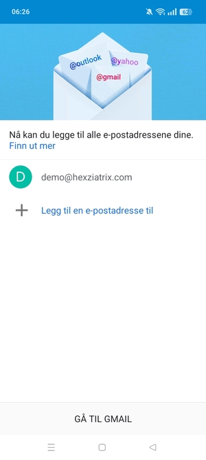 Velg GÅ TIL GMAIL