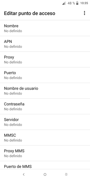 Introduzca la información de Internet