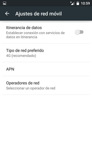 Para cambiar la red en caso de problemas de conectividad, seleccione Operadores de red