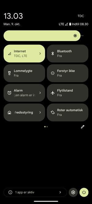 Juster lysstyrken til det ønskede niveau