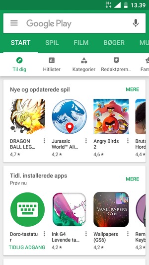Vælg søgefeltet