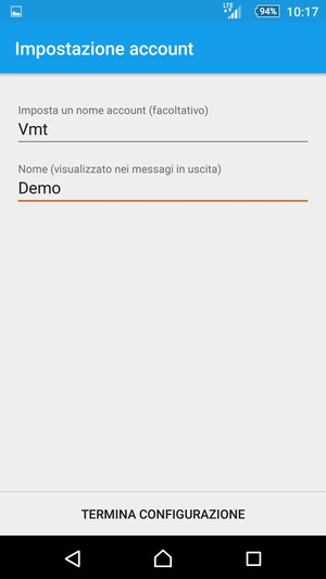 Scegli un nome per il tuo account e inserisci il tuo nome. Seleziona TERMINA CONFIGURAZIONE