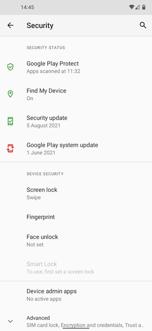 To activate your screen lock, select Screen lock